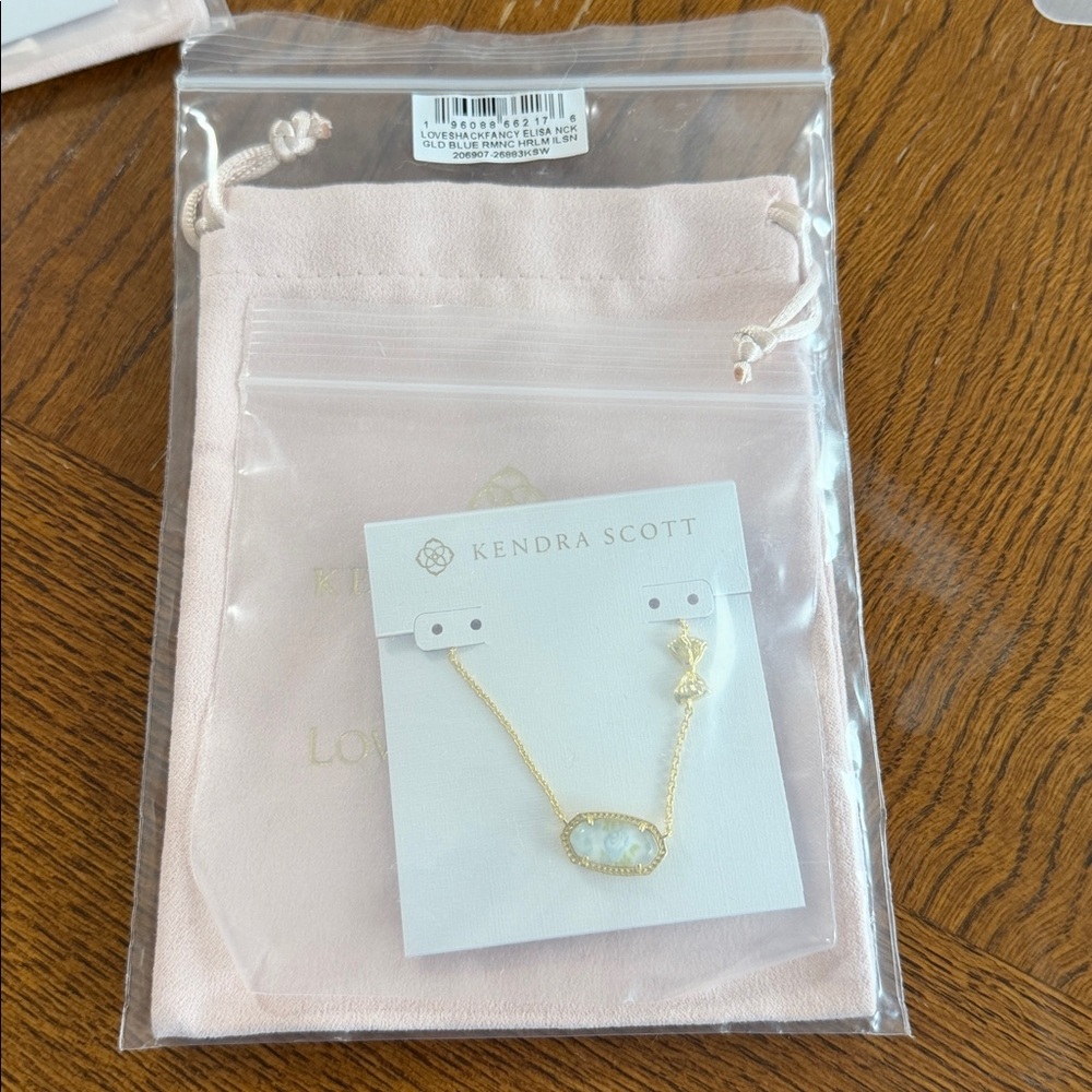 In Hand Love Shack Fancy X Kendra Scott Blue Elisa Necklace Bow Loveshackfancy